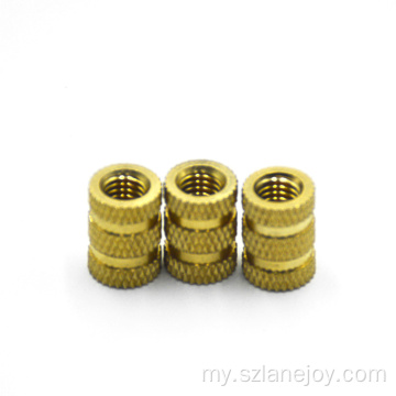 ကြေးနီထည့်ထားသောကြေးနီအခွံကို knurled hot-melt injection nut